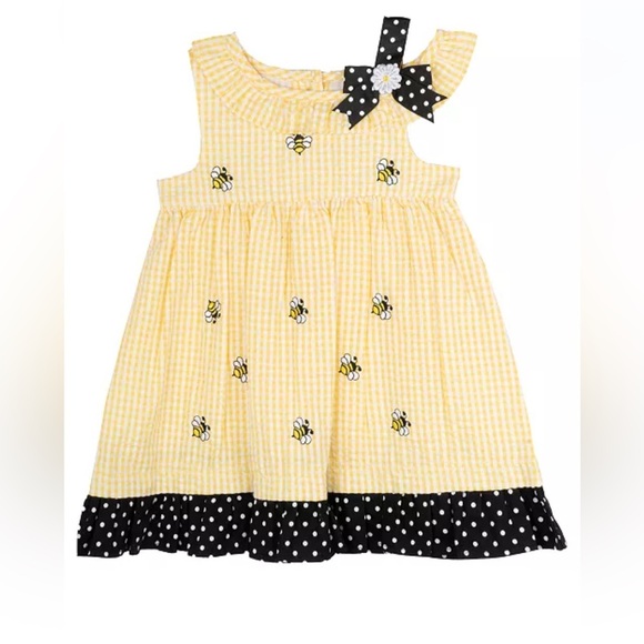 Rare Editions Bumble Bee Seersucker Dress vintage look 12 mo - Picture 1 of 8